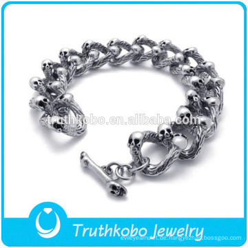 TKB-JB0106 Modische heißer Verkauf Punk Silber Schädel Männer Kette Armbänder &amp; Armreifen in 316L Edelstahl Material